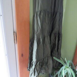 Anthropologie Khaki Colored button up waist Long Skirt